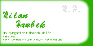 milan hambek business card